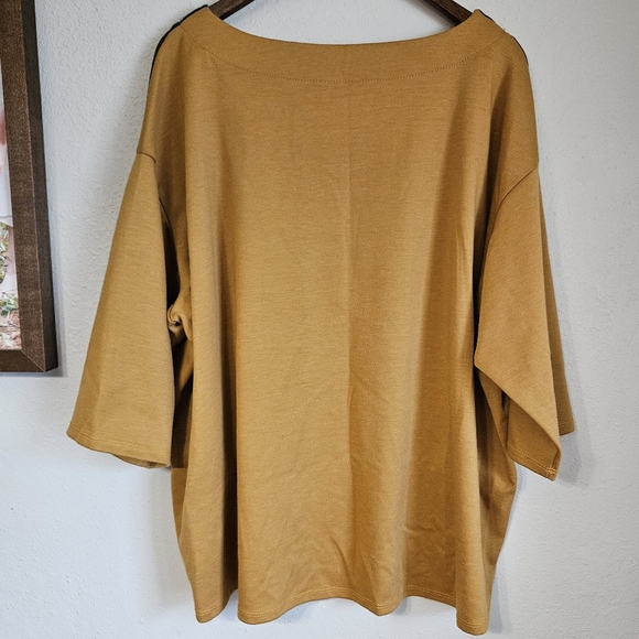 Allison Izu Mustard Yellow Gray Fall Autumn Plus Size Top Sz 3x - Picture 4 of 4